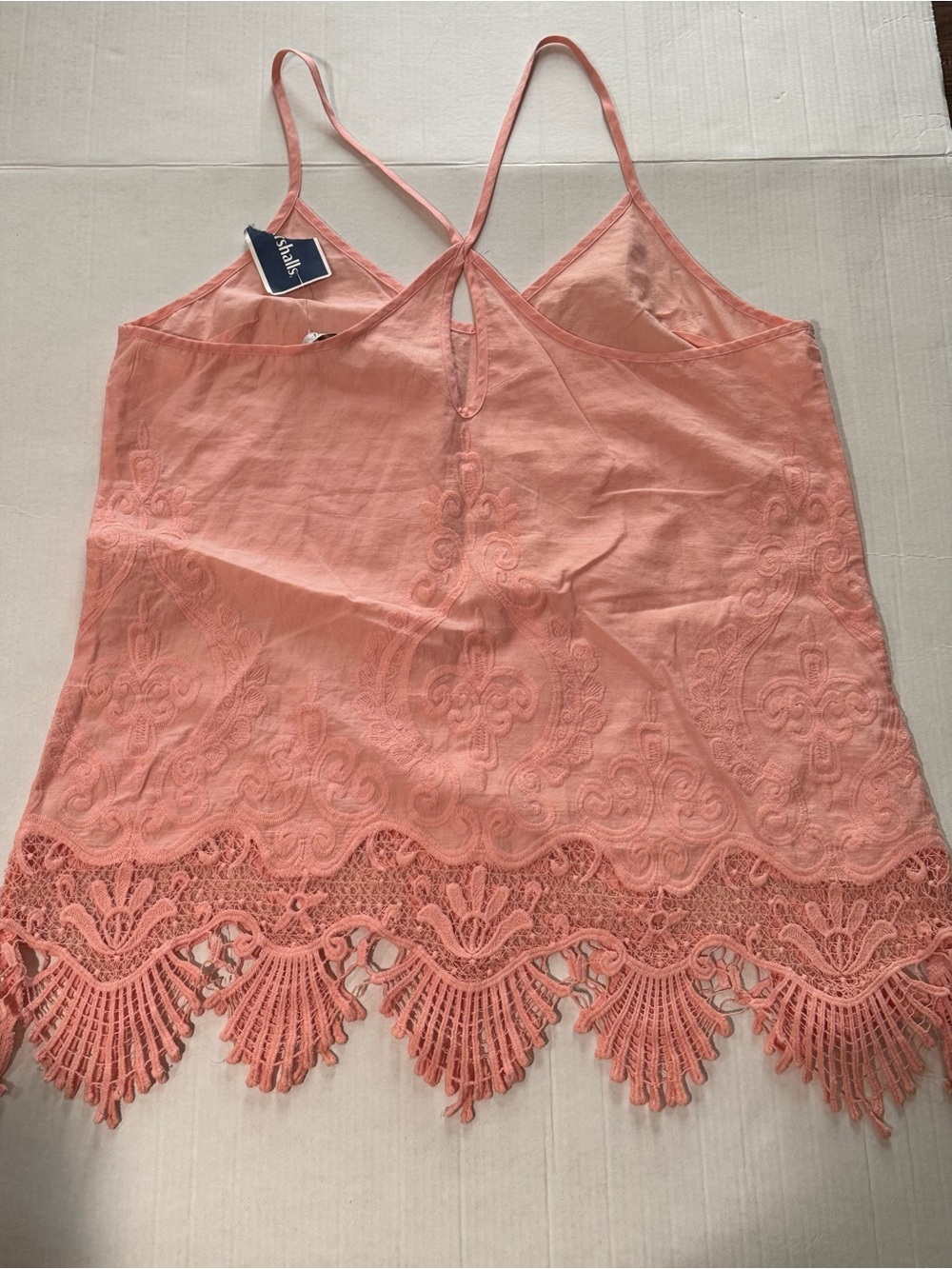 Sleeveless Crochet Hem Peach Camisole Tank